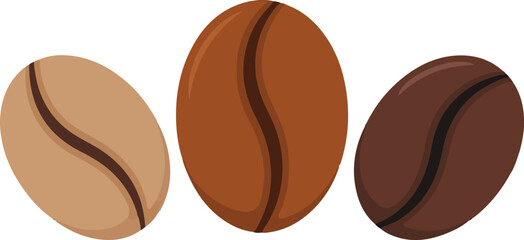 Brown coffee bean isolated set on white background