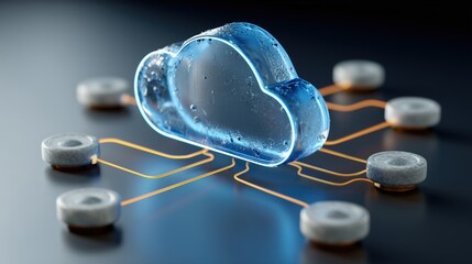 Nuage en verre connecte a des dispositifs par des cables lumineux