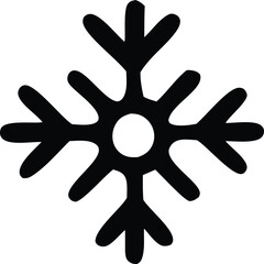 Simple black snowflake icon representing winter cold frosty weather season and frozen elements in a stylized graphic design
