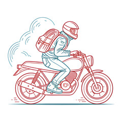 Obraz premium Riding, motorbike, motorcycle, bike, rider, illustration, line art