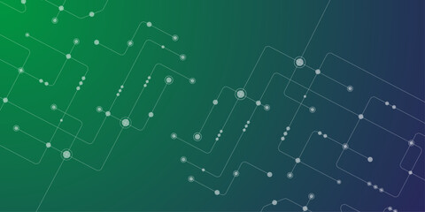 Vector design Network technology and Connection concept. Vector Technology connected white lines and dots with electronics elements on tech bg. Abstract geometric background of engineering drawing.