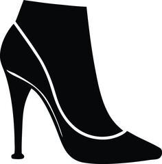 Sleek black high heel ankle boot with white accents a stylish silhouette for fashionable footwear collections and designs