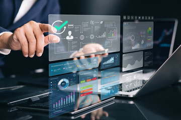 Financial planning and wealth management concepts with global factor situation.Fund Manager with investment kpi and report