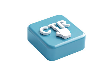 Obraz premium 3D CTR icon. Blue button with white letters & hand cursor. Isolated on black background
