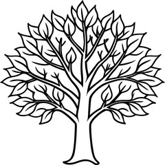Obraz premium A black and white tree with branches and leaves on