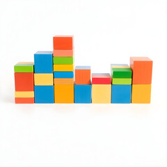 Colorful wooden blocks of varying sizes and shape