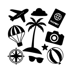 vector Set of 10 Minimalist Travel Icons
