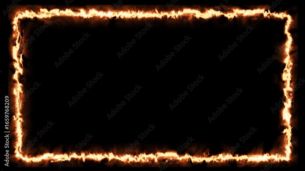 Poster fiery border effect with realistic flames and intense heat on a black background - high-resolution d