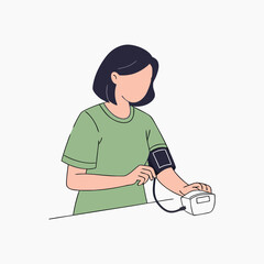woman checking her blood pressure, high blood pressure, low blood pressure 