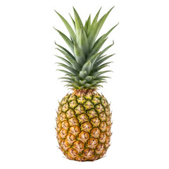 Obraz premium Fresh and Ripe Whole Pineapple with Green Leaves isolated on transparent background