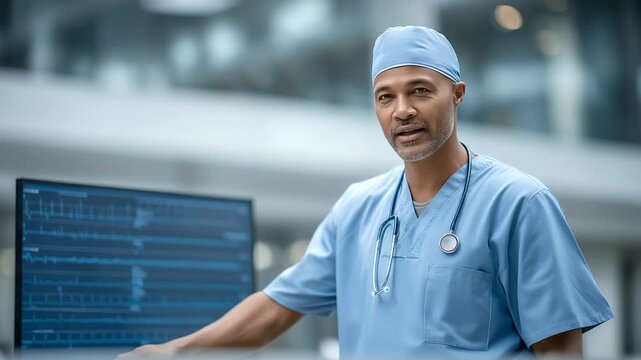 Doctor in Scrubs Analyzing Vital Signs During Trauma Response