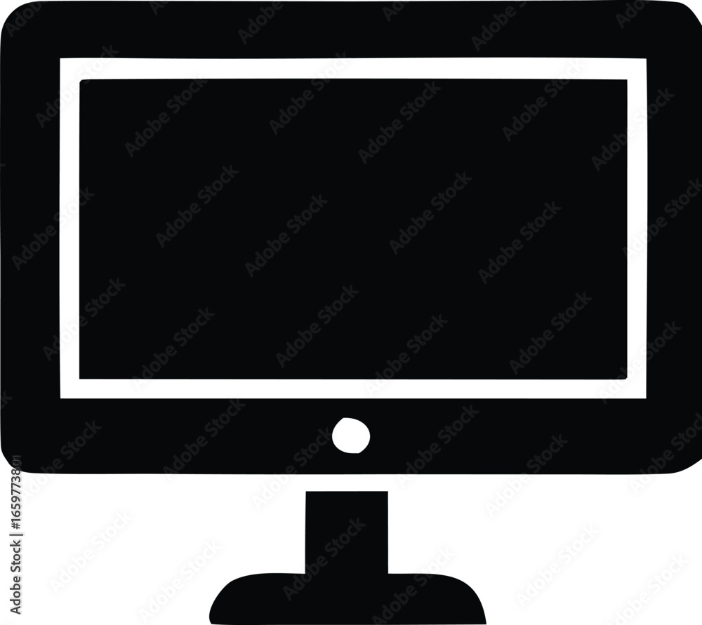 Poster Simple stylized computer monitor display screen icon representing technology media and digital information viewing platforms
