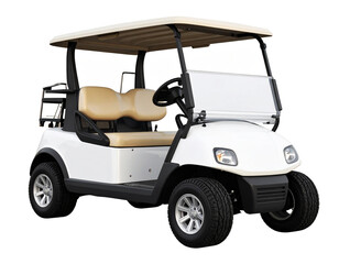 Realistic Golf Cart Front View, Isolated on White for Recreational Tourism