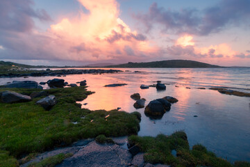 connemara lake landscape at sunset. Galway. Ireland