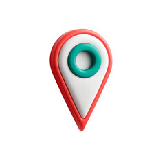 Stylized location pin with vibrant colors on white background