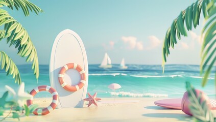 summer time in beautiful beach background copy space