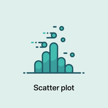 Stylized Teal Scatter Plot with Data Points and Motion Lines.