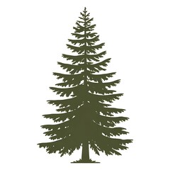 Obraz premium Pine Tree Silhouette Isolated on White Background Evergreen Symbol for Winter and Christmas Decorations Festive Nature Icon Vector Illustration