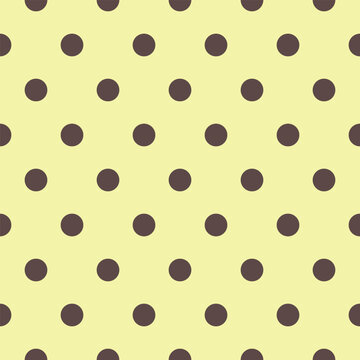 Lightyellow background brown polka dot seamless pattern