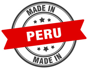 Made in Peru round sign. Made in Peru stamp.