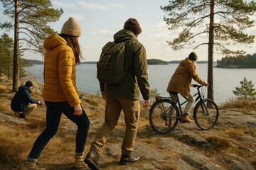 Adventurous friends exploring nature