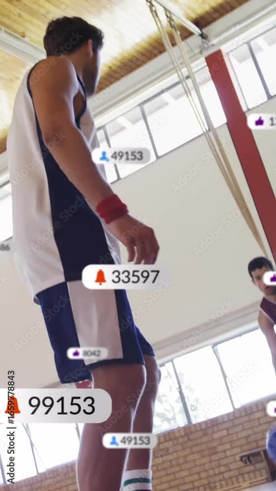 Poster animation of digital data processing over diverse basketball players