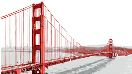 realistic the Golden Gate Bridge on white transparent background © Mdesigns