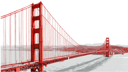 realistic the Golden Gate Bridge on white transparent background