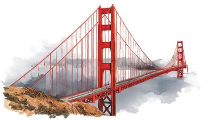 Obraz premium realistic the Golden Gate Bridge on white transparent background