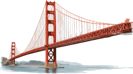 realistic the Golden Gate Bridge on white transparent background