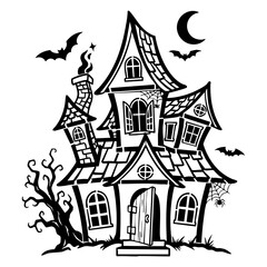 Fototapeta premium silhouette of haunted house vector. house for Halloween