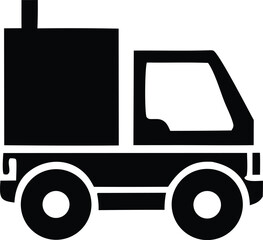 Simple silhouette icon of a delivery truck with cargo box ideal for logistics transportation shipping and freight services graphics