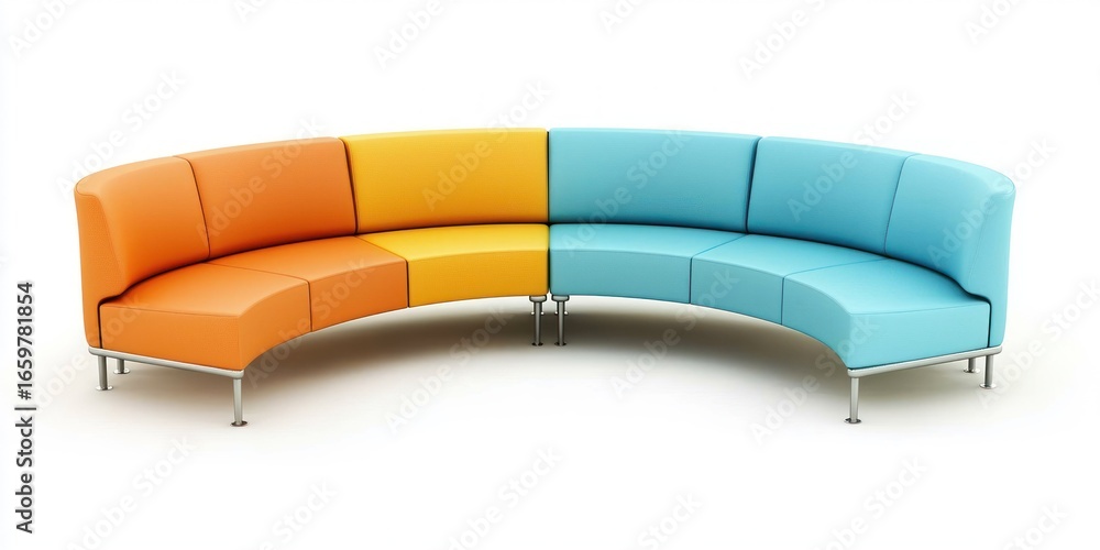 Fototapete a curved modular sofa is arranged in a semi-circular configuration. the sofa consists of several ind