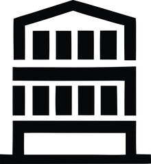 Abstract symbol representing a building structure with pillars and levels emphasizing architectural design and geometric form