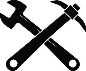  hammer wrench tools silhouette design  