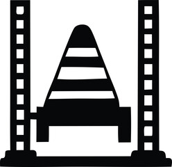Construction cone symbol between two support structures representing safety and building operations guidance