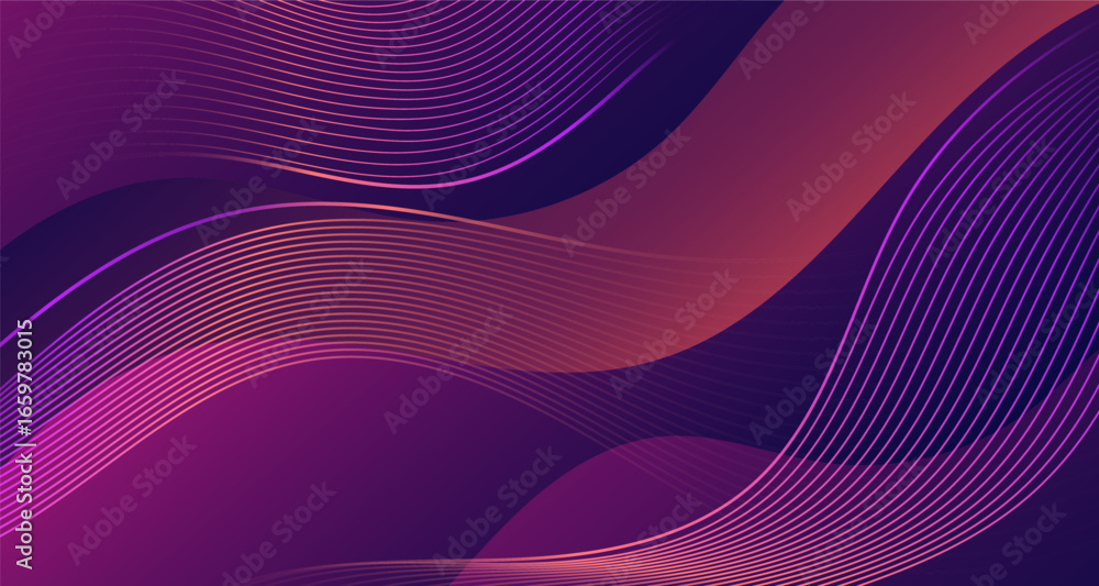 Aufkleber purple gradient waves with flowing curved line abstract background