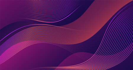Purple gradient waves with flowing curved line abstract background