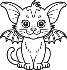 Obraz premium Cute bat manticore fictional creature coloring page with big ears and wings