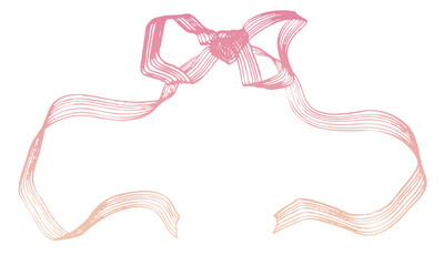 Antique Hand-drawn Ribbon_Vector_Gradient_Greeting Card, Celebration, Message｜10,アンティークな手書きのリボン_ベクター_グラデーション_グリーティングカード、お祝い、メッセージ