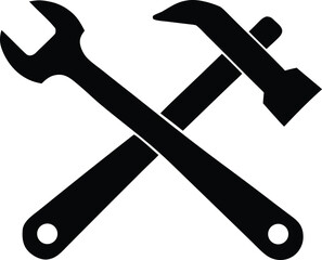  hammer wrench tools silhouette design  