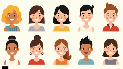 set of women faces