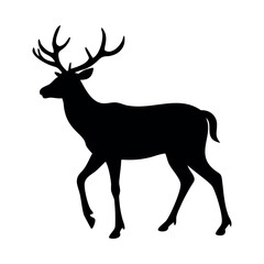 Fototapeta premium Deer with Antlers Silhouette Vector Art 