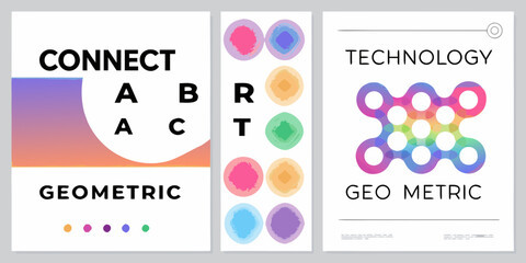 Abstract Geometric Posters with Technology and Connection Themes