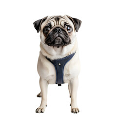 Obraz premium Adorable Pug Dog Standing Alone on White Background - High-Quality Professional Stock Photo
