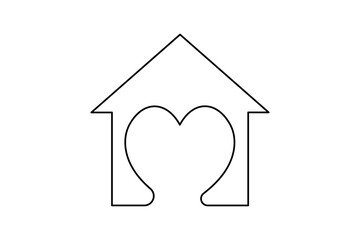Modern house single line art drawing minimalist outline isolated vector illustration simple design
