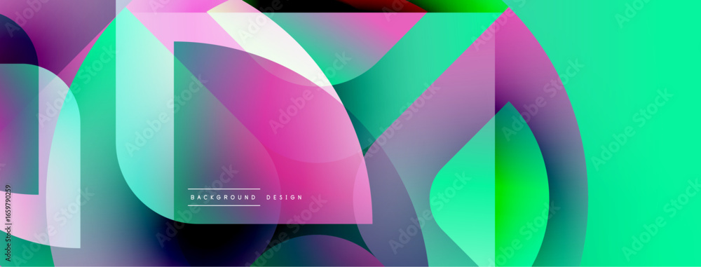 Poster abstract vibrant design. overlapping translucent shapes create dynamic colorful composition. modern 