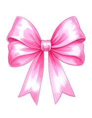 Pink ribbon bow, digitally illustrated