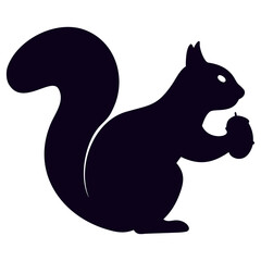 Squirrel with Nut Silhouette Vector Art 