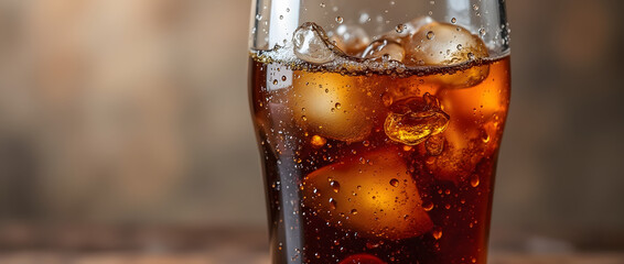 Verre de soda frais avec glaçons. Isolé